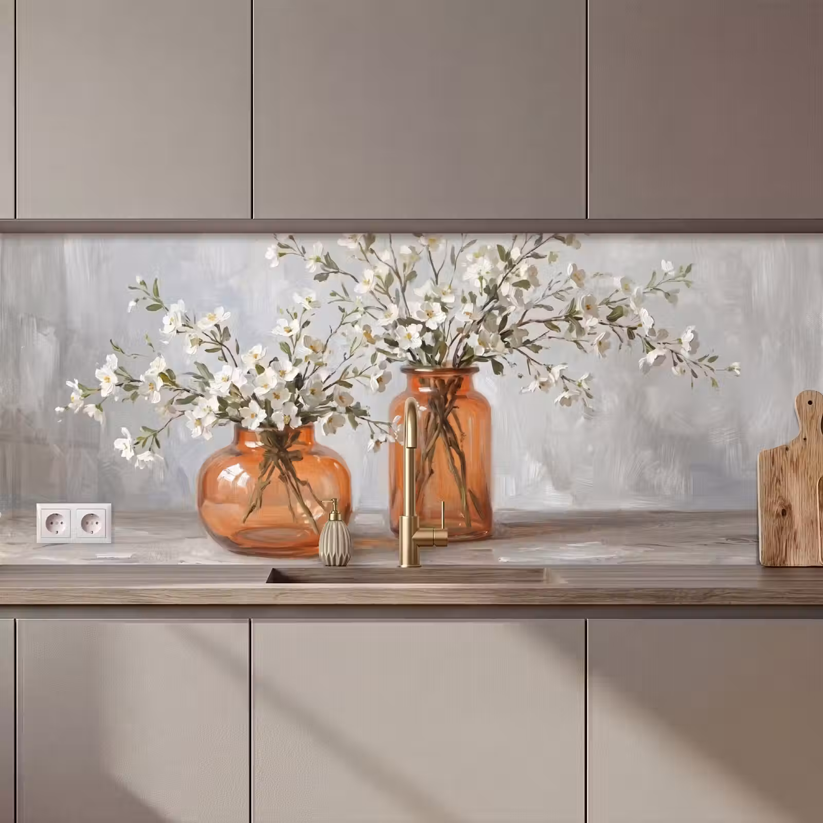 Schienale cucina - Vasi - Fiori - Arancione — 1