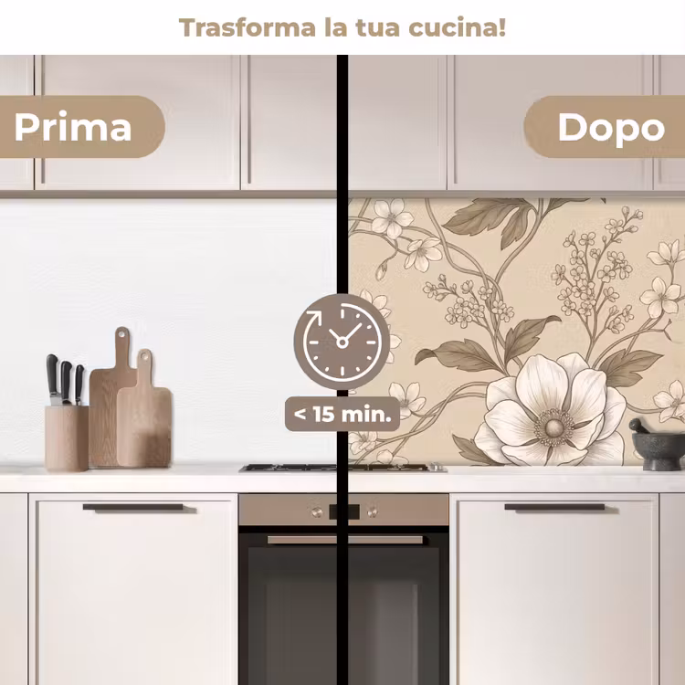 Schienale cucina - Fiori - Motivo - Beige — 3