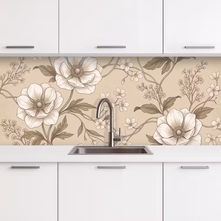 Schienale cucina - Fiori - Motivo - Beige — 4