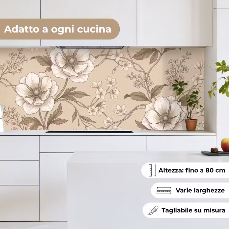 Schienale cucina - Fiori - Motivo - Beige — 7