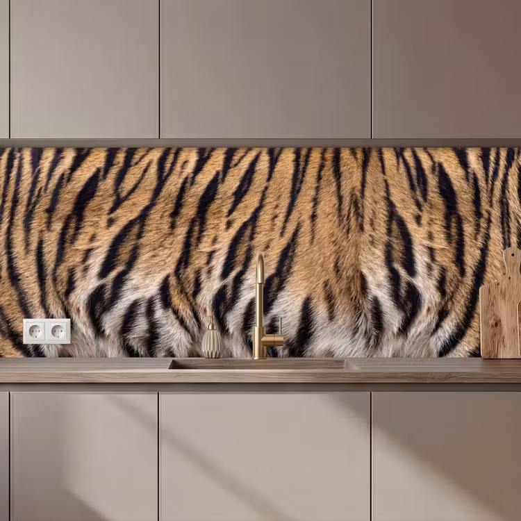 Schienale cucina - Pelliccia di tigre - Classica - Nero — 1