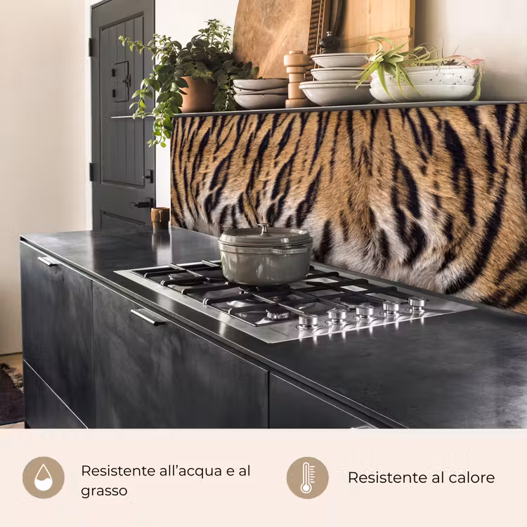Schienale cucina - Pelliccia di tigre - Classica - Nero — 5