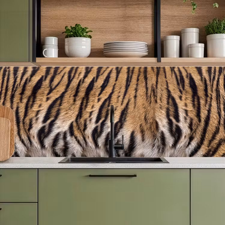 Schienale cucina - Pelliccia di tigre - Classica - Nero — 8