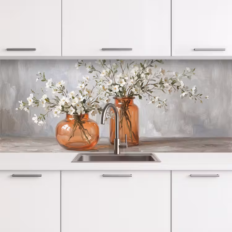 Schienale cucina - Vasi - Fiori - Arancione — 4
