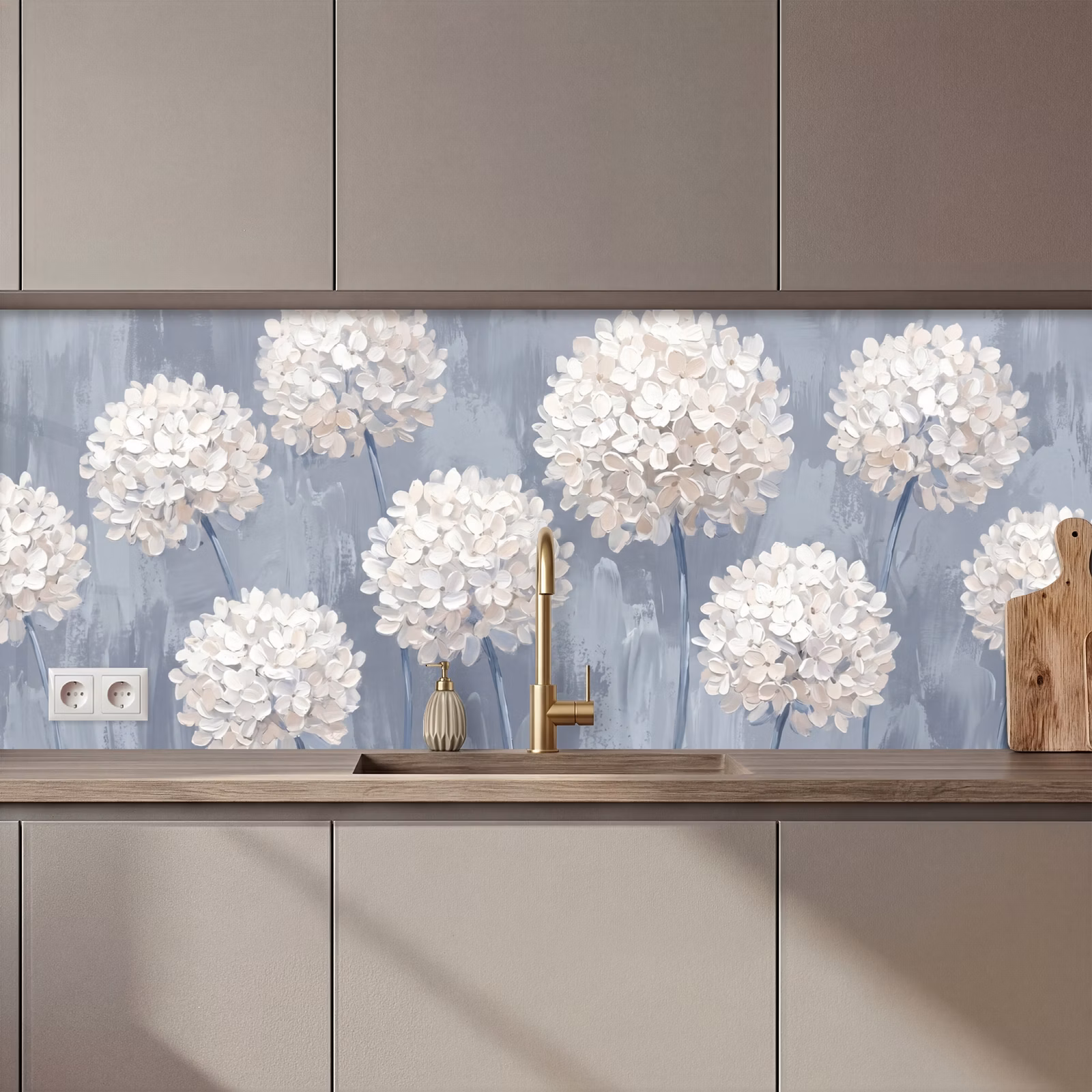 Schienale cucina - Fiori - Illustrazione - Blu — 1