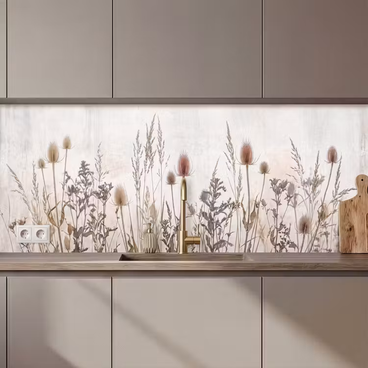 Schienale cucina - Fiori di campo - Design - Seppia — 1