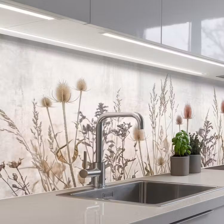 Schienale cucina - Fiori di campo - Design - Seppia — 2