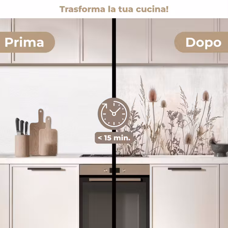 Schienale cucina - Fiori di campo - Design - Seppia — 3