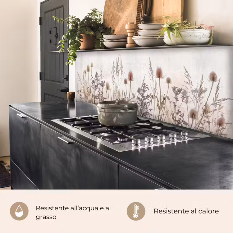 Schienale cucina - Fiori di campo - Design - Seppia — 5