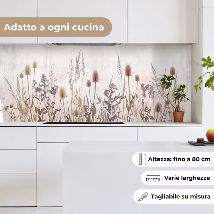 Schienale cucina - Fiori di campo - Design - Seppia — 7