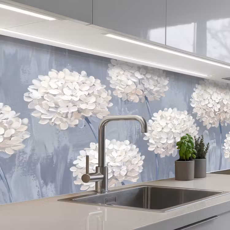 Schienale cucina - Fiori - Illustrazione - Blu — 2
