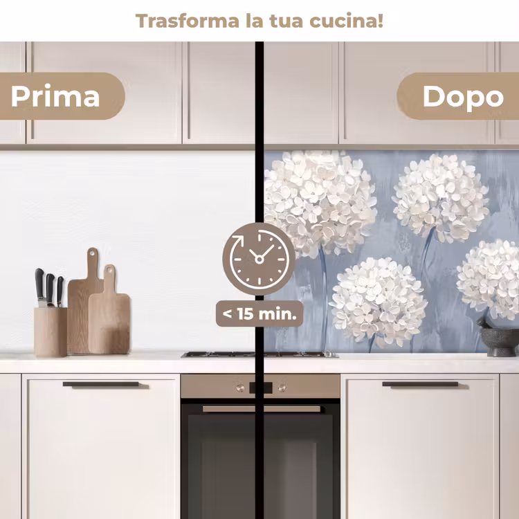Schienale cucina - Fiori - Illustrazione - Blu — 3