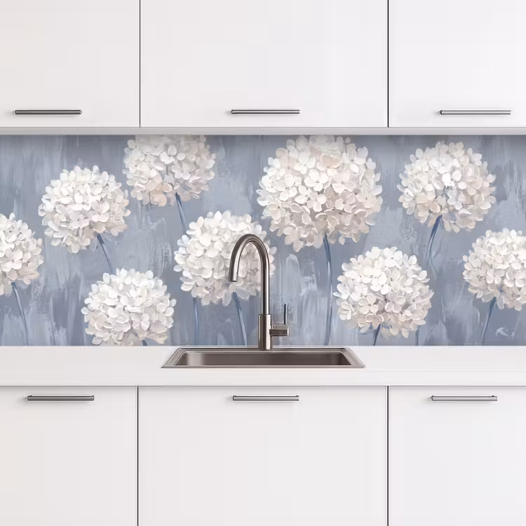 Schienale cucina - Fiori - Illustrazione - Blu — 4
