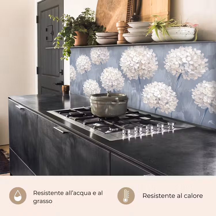 Schienale cucina - Fiori - Illustrazione - Blu — 5