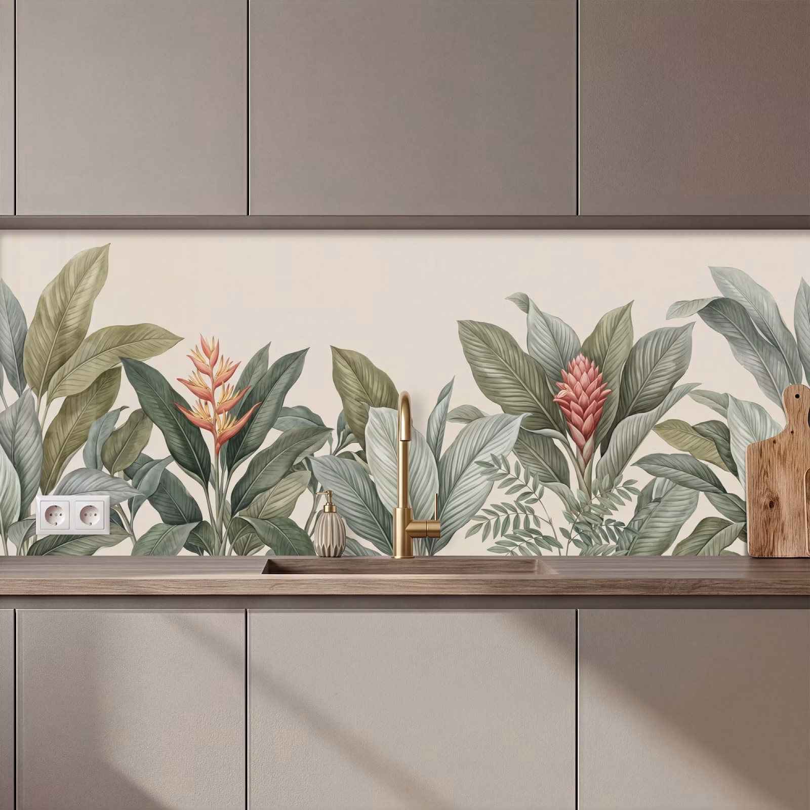Schienale cucina - Tropicale - Piante - Moderno - Verde — 1