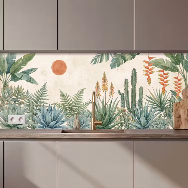 Schienale cucina - Deserto - Piante - Verde — 1