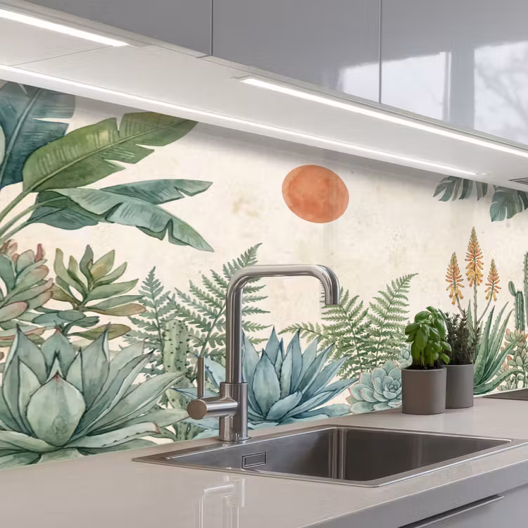 Schienale cucina - Deserto - Piante - Verde — 2