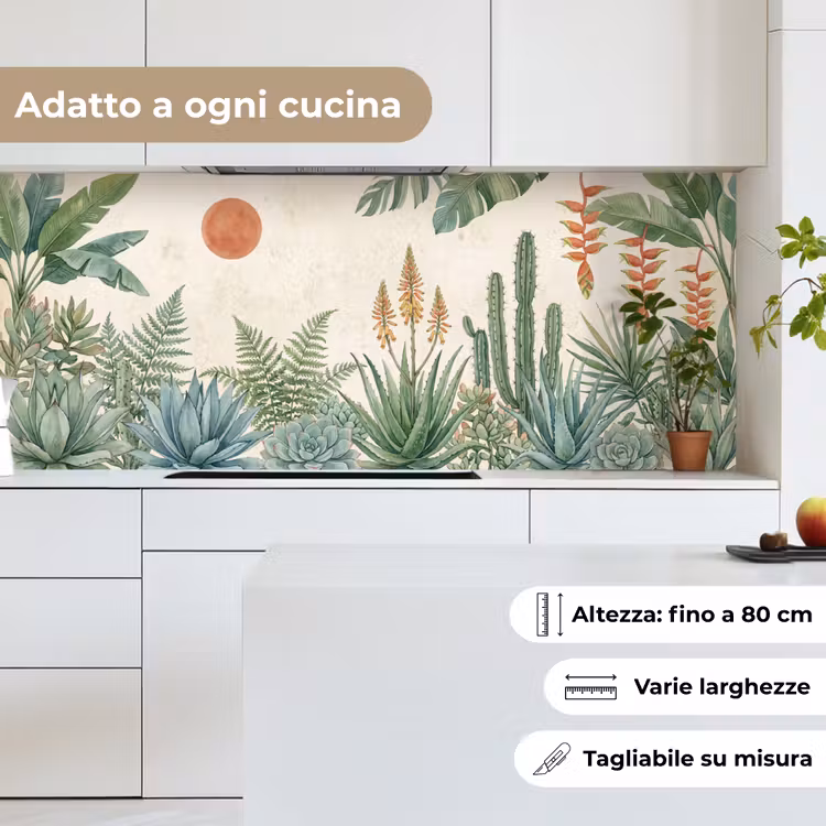 Schienale cucina - Deserto - Piante - Verde — 7