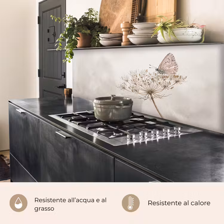 Schienale cucina - Farfalla - Fiore -Natura - Beige — 5