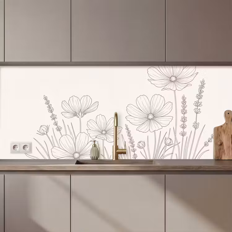 Schienale cucina - Minimalista - Moderno - Floreale - Beige — 1