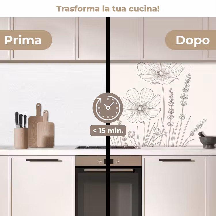 Schienale cucina - Minimalista - Moderno - Floreale - Beige — 3