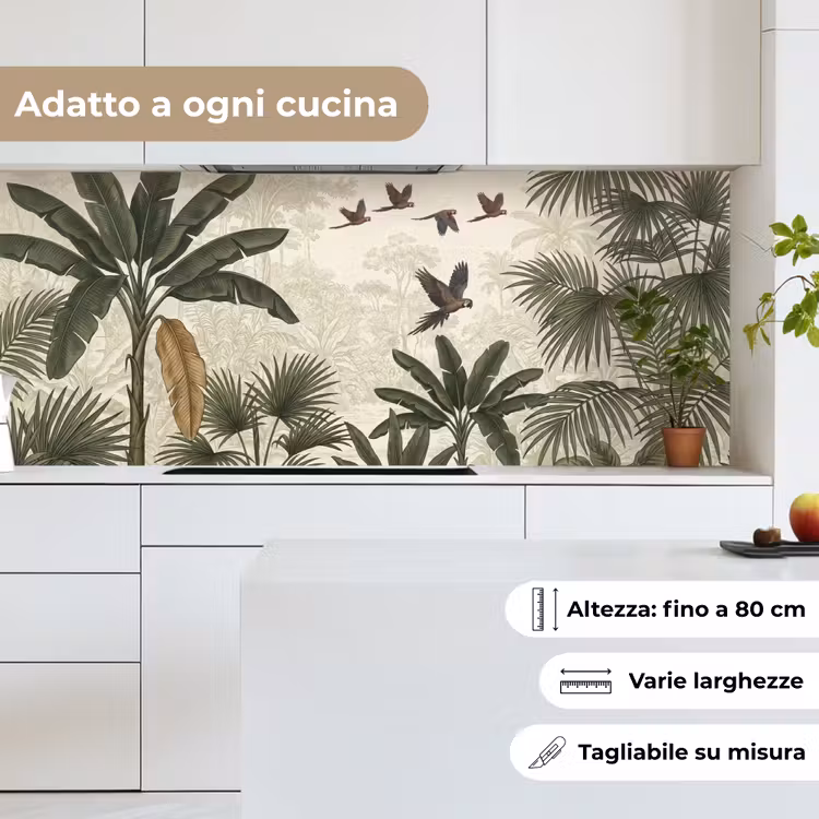 Schienale cucina - Pappagalli - Giungla - Tropicale - Verde — 7