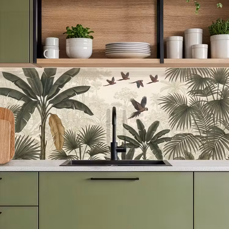 Schienale cucina - Pappagalli - Giungla - Tropicale - Verde — 8