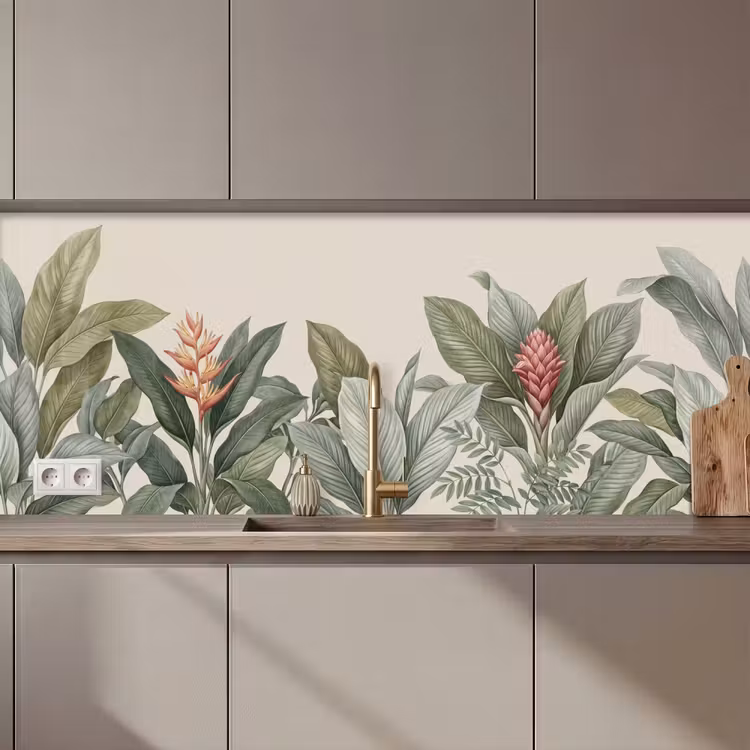 Schienale cucina - Tropicale - Piante - Moderno - Verde — 1