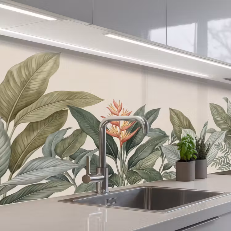 Schienale cucina - Tropicale - Piante - Moderno - Verde — 2