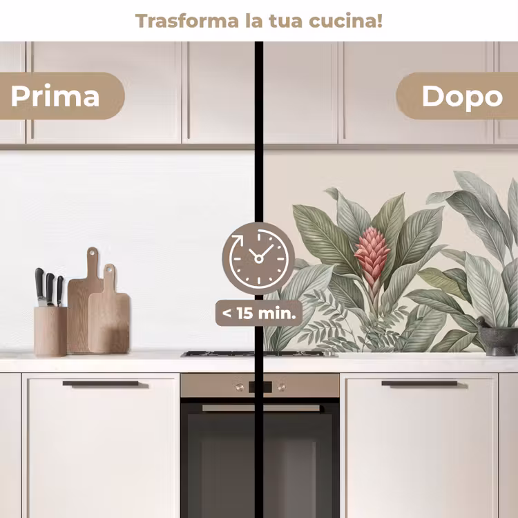 Schienale cucina - Tropicale - Piante - Moderno - Verde — 3