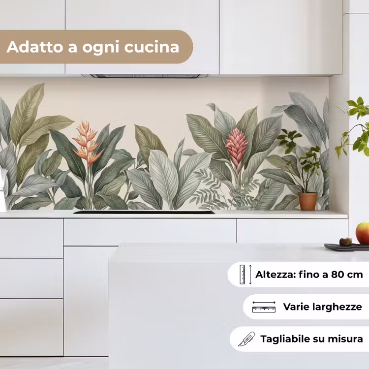 Schienale cucina - Tropicale - Piante - Moderno - Verde — 7