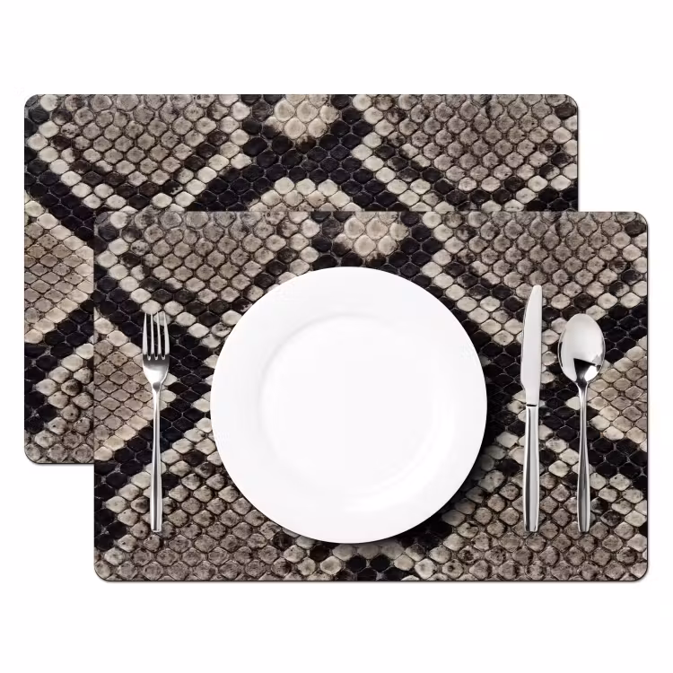 Tovaglietta – 6 pezzi - Pelle di serpente - Fantasia - Beige — 2