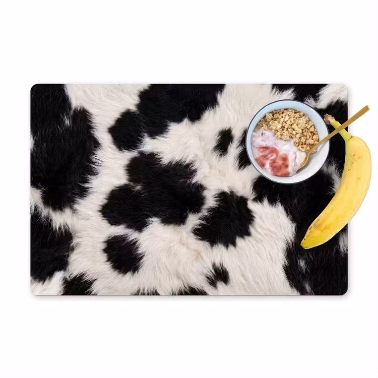 Tovaglietta – 6 pezzi - Pelliccia - Texture - Nero - Bianco — 1