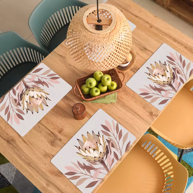 Tovaglietta – 6 pezzi - Protea - Fiore - Botanico - Beige — 3
