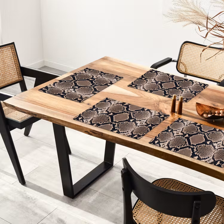 Tovaglietta – 6 pezzi - Stampa serpente - Pitone - Marrone — 4