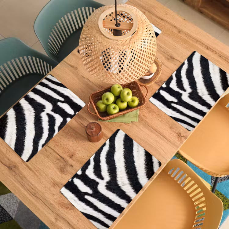 Tovaglietta – 6 pezzi - Zebra - Cappotto - Classico - Nero - Bianco — 3