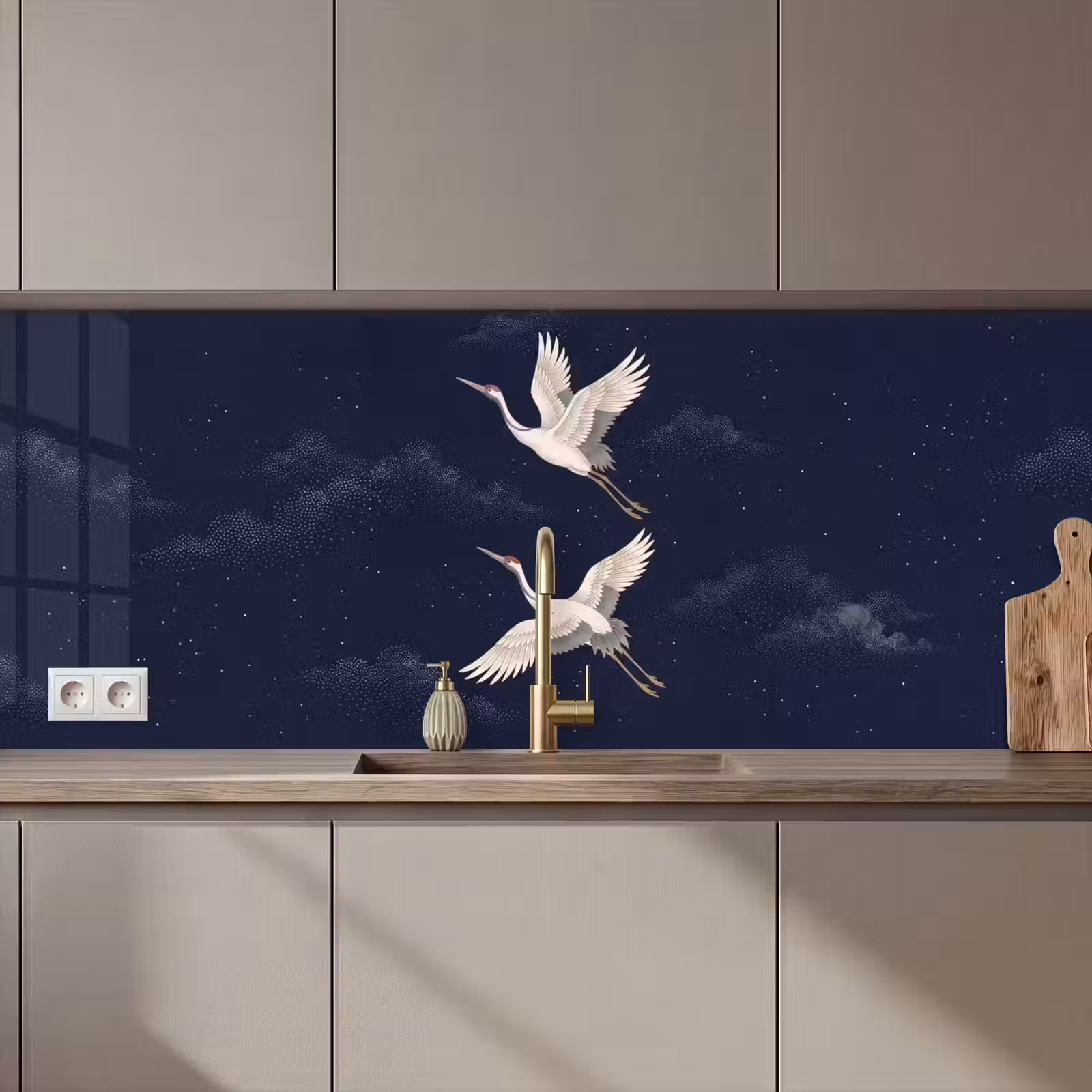Schienale cucina - Gru - Cielo notturno - Blu — 1