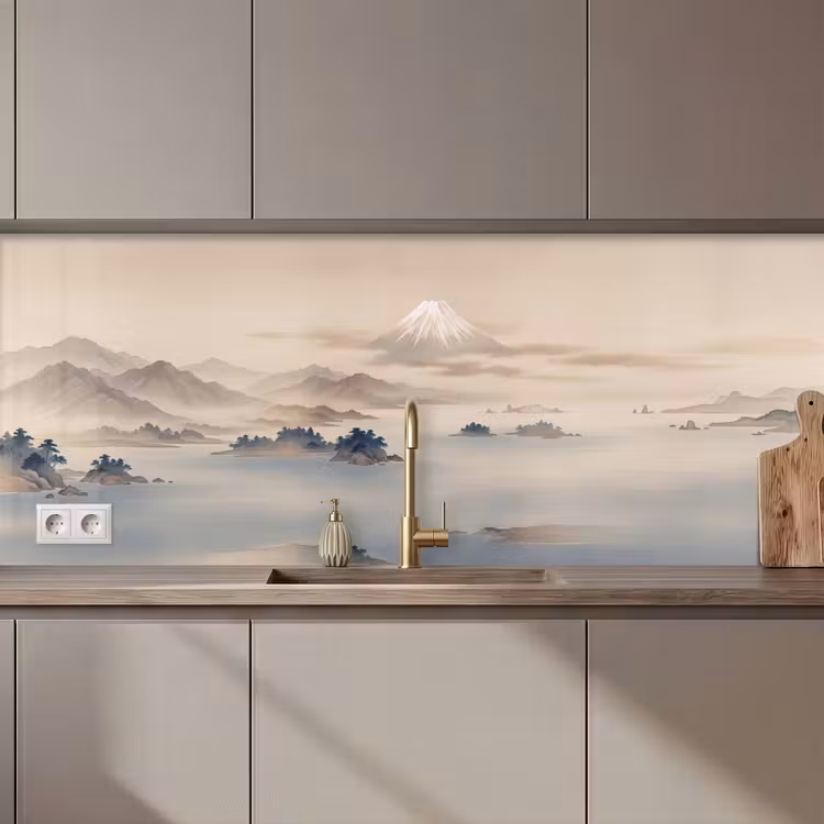 Schienale cucina - Giapponese - Paesaggio - Beige — 1