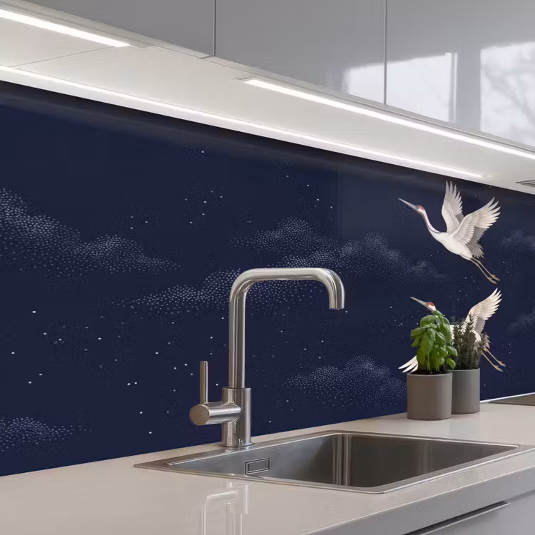Schienale cucina - Gru - Cielo notturno - Blu — 2
