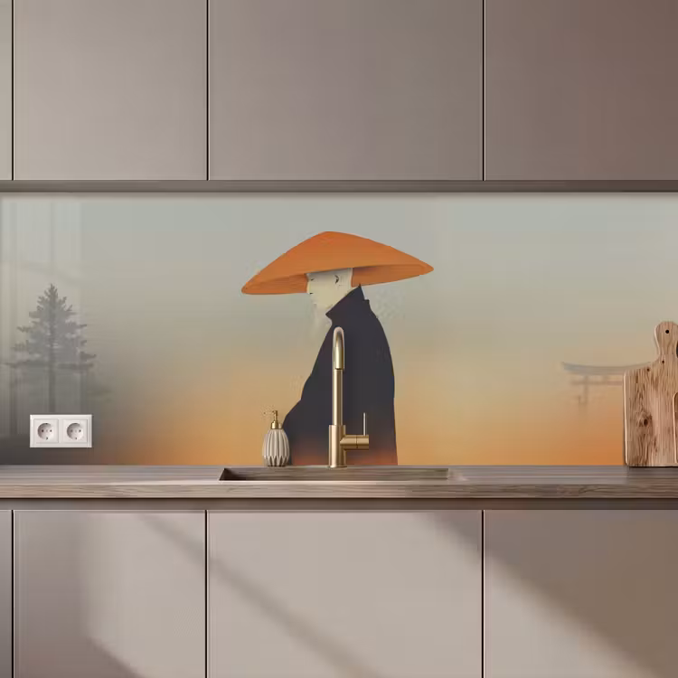 Schienale cucina - Minimalista - Silhouette - Arancione — 1