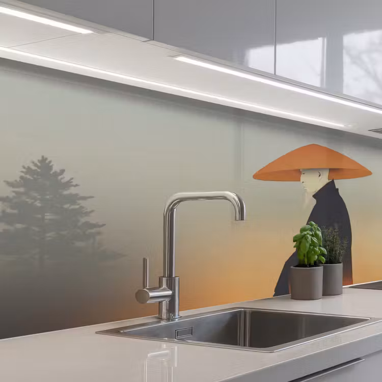 Schienale cucina - Minimalista - Silhouette - Arancione — 2