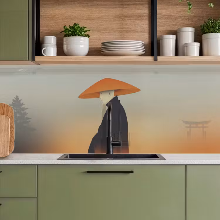 Schienale cucina - Minimalista - Silhouette - Arancione — 8