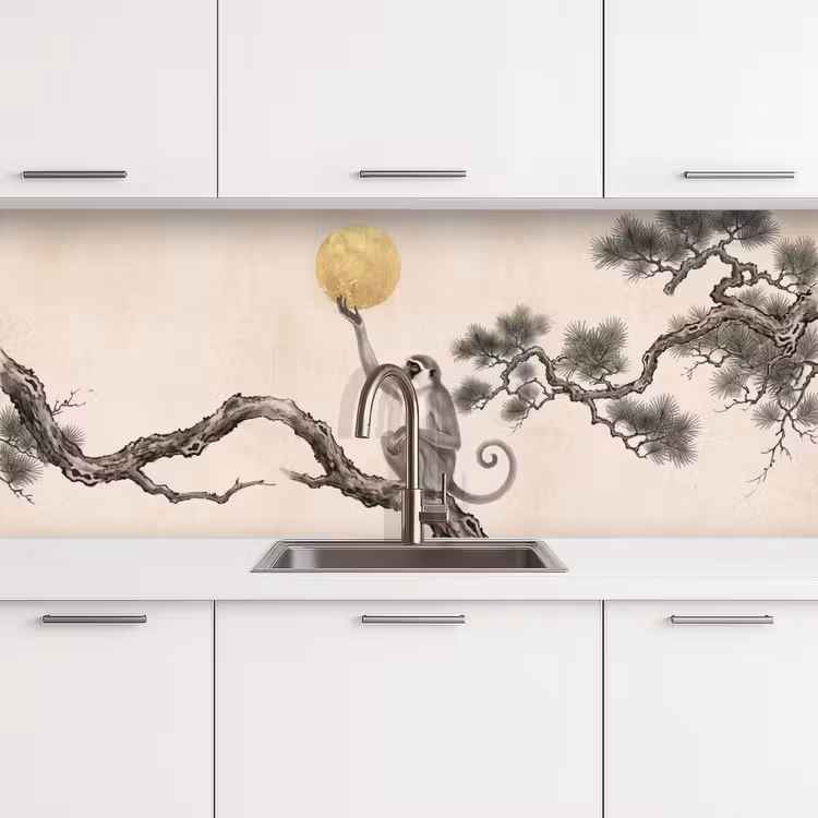 Schienale cucina - Scimmia - Luna - Oro — 4