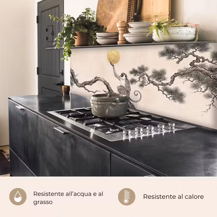 Schienale cucina - Scimmia - Luna - Oro — 5