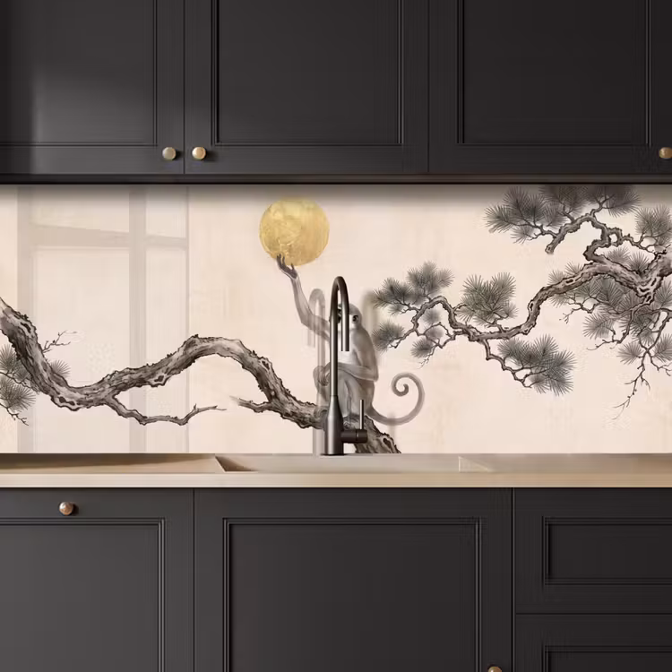 Schienale cucina - Scimmia - Luna - Oro — 6