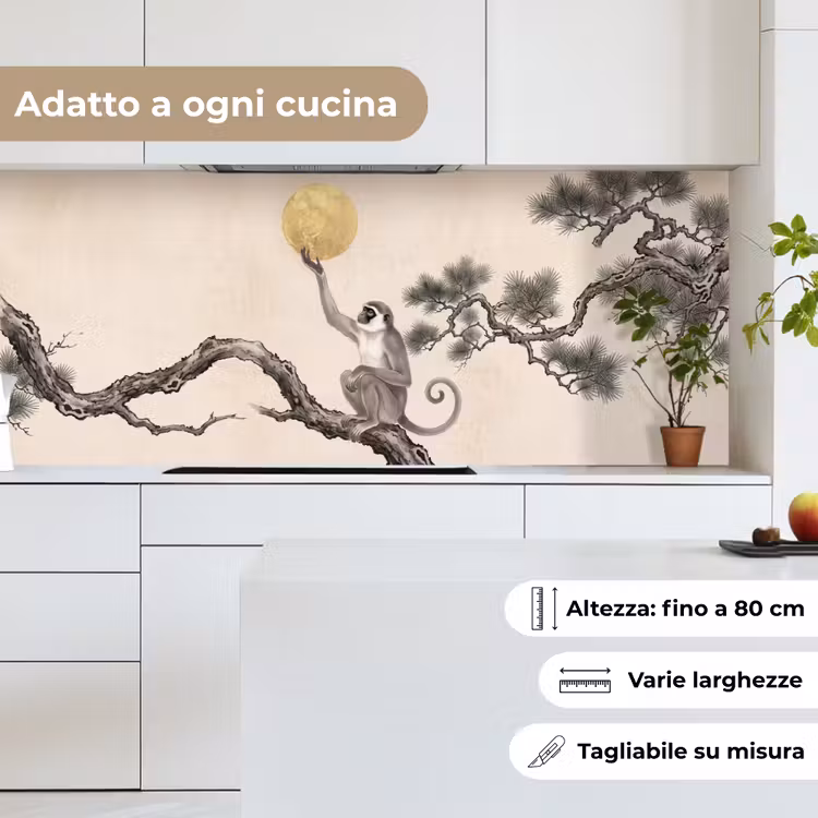 Schienale cucina - Scimmia - Luna - Oro — 7