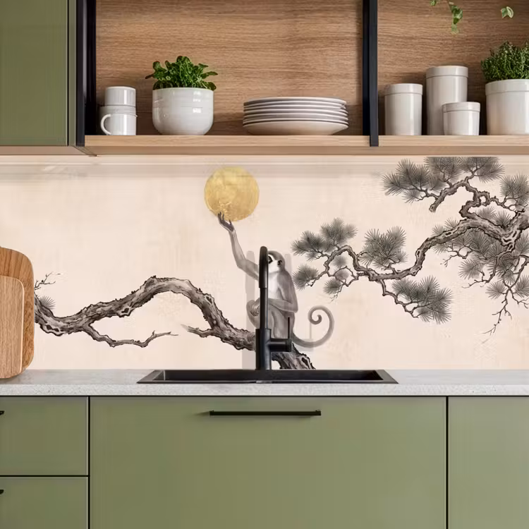 Schienale cucina - Scimmia - Luna - Oro — 8