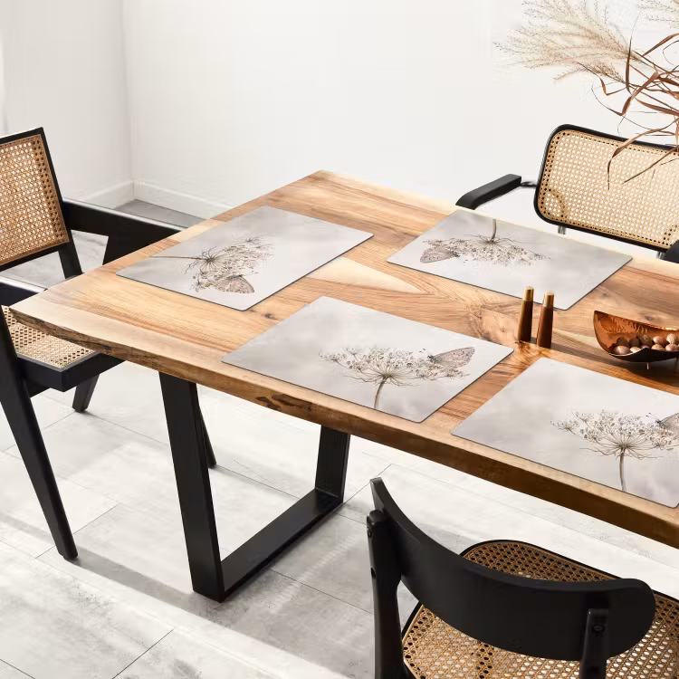 Tovaglietta – 6 pezzi - Farfalla - Fiore -Natura - Beige — 4