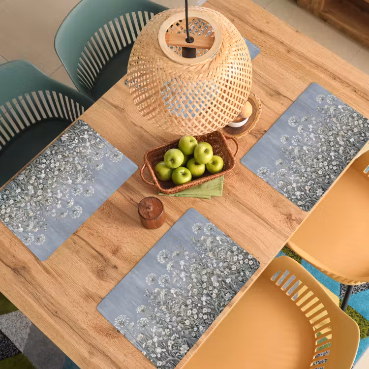 Tovaglietta – 6 pezzi - Fiori - Botanico - Blu — 3