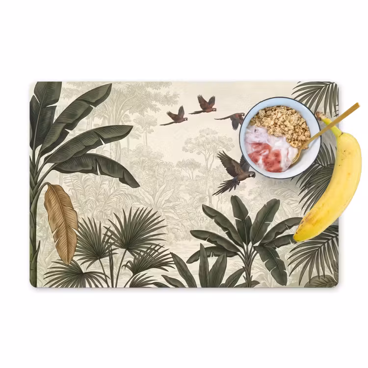 Tovaglietta – 6 pezzi - Pappagalli - Giungla - Tropicale - Verde — 1